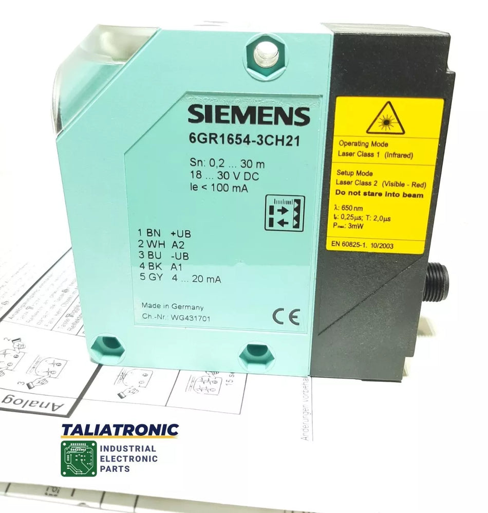 Siemens Simatic Optical Sensor 6GR1654-3CH21 / Light Barrier 0.20-30 m/4-20mA