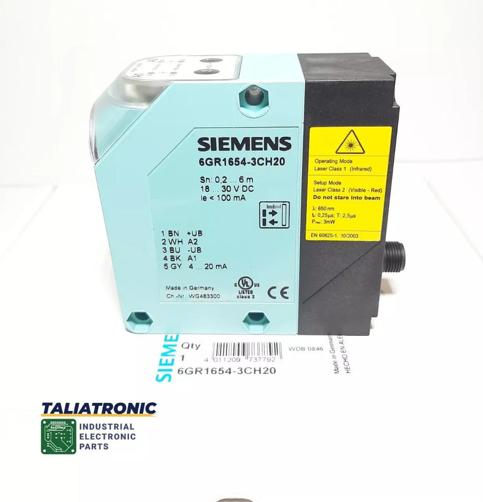 Siemens Simatic Optical Sensor 6GR1654-3CH20 Light Barrier 0.2-6m / 4-20mA