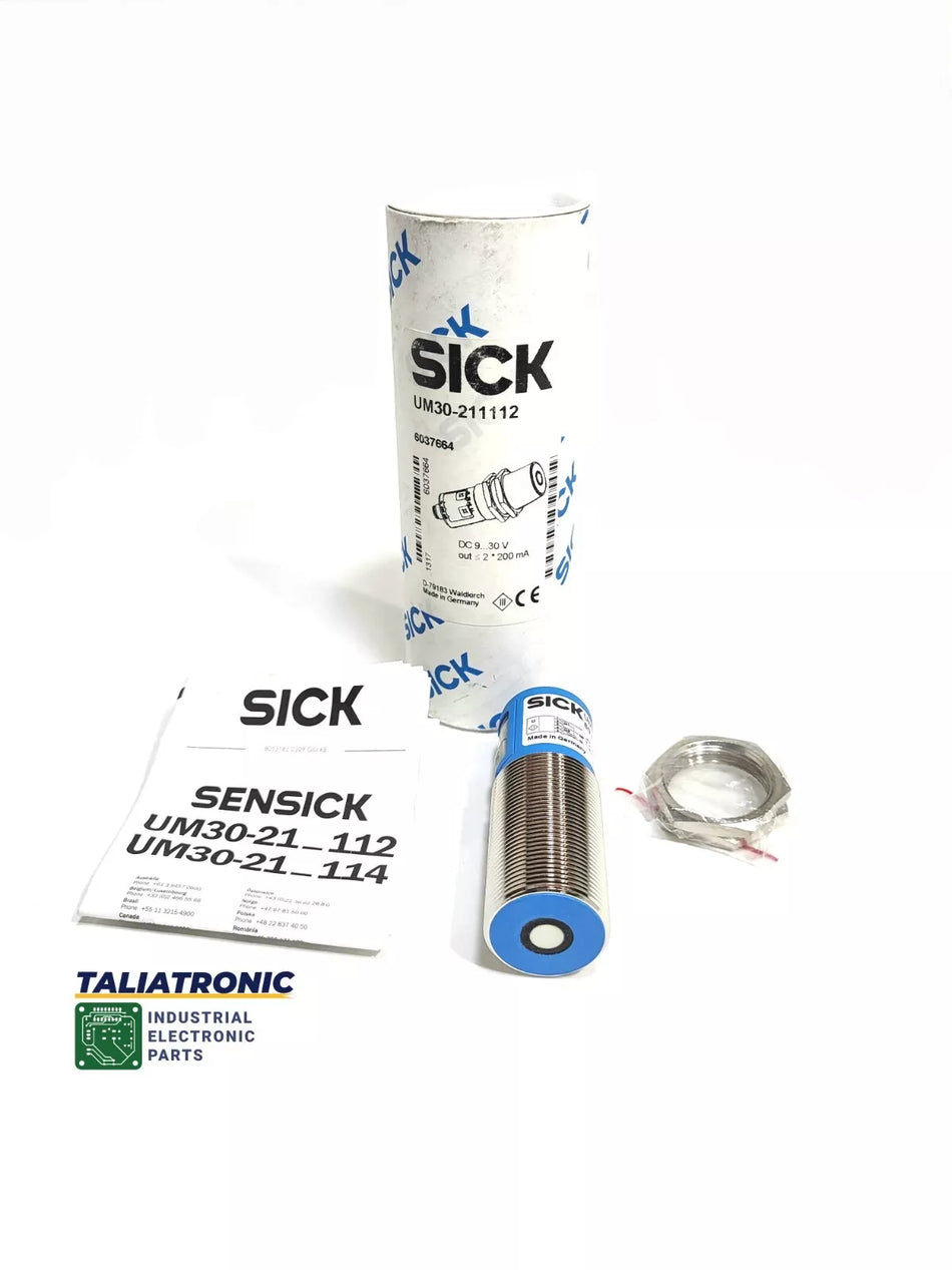 SICK Ultraschall Sensor UM30-211112 /Sick Distanzsensor 2×PNP 200mA /30mm..250mm