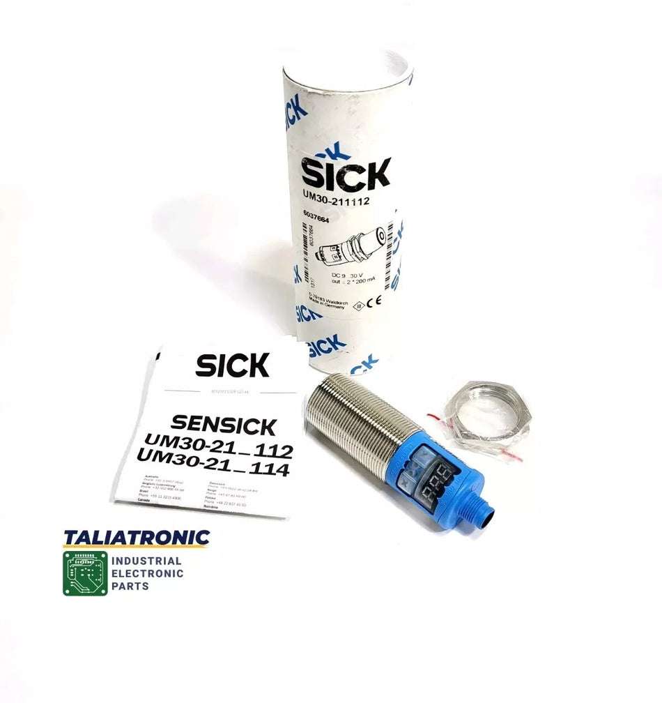 SICK Ultraschall Sensor UM30-211112 /Sick Distanzsensor 2×PNP 200mA /30mm..250mm