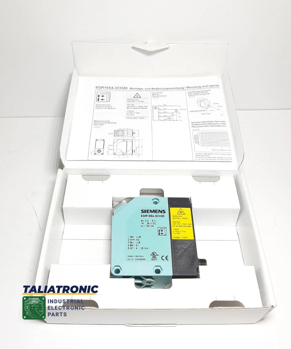 Siemens Simatic Optical Sensor 6GR1654-3CH20 Light Barrier 0.2-6m / 4-20mA